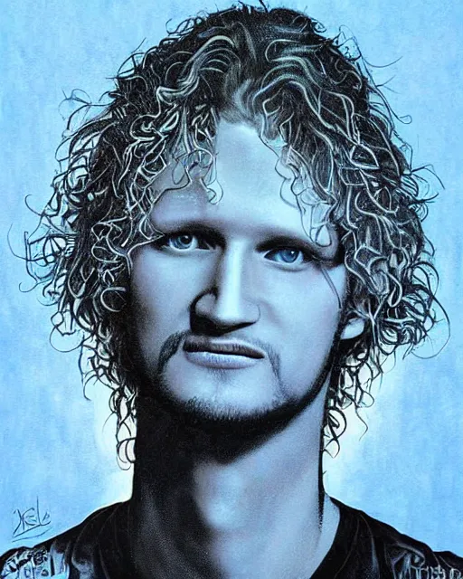 Image similar to layne staley in mtv unplugged, airbrush, drew struzan illustration art, key art, movie poster