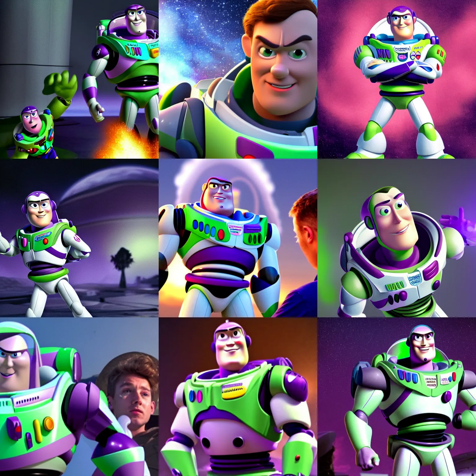 Prompt: if Buzz Lightyear was a real person, Chris Evans, movie still, alien planet, cinematic