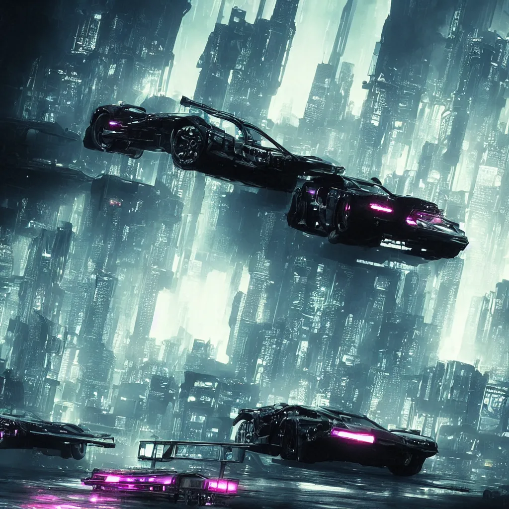 Image similar to cyberpunk car lamborgini counatch, in cyberpunk city, by blade runner, visual by operator roger deakins, by neill blomkamp, elysium, eztreamly detailed