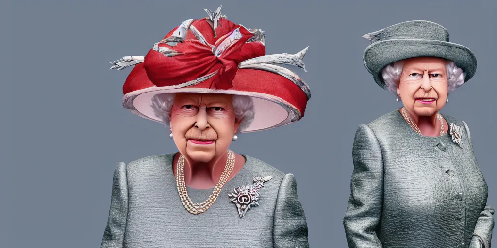 Prompt: queen elizabeth as a fortnite skin. high quality 8 k resolution