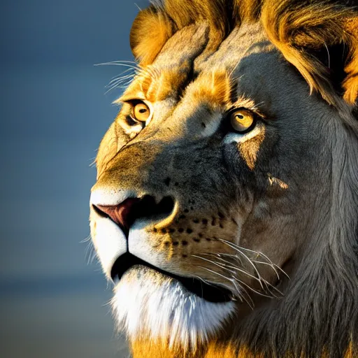 Image similar to a hybrid between a man and a lion, photography, award winning, high definition