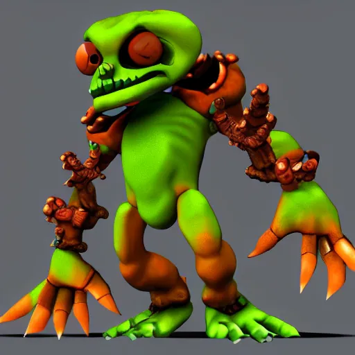 Image similar to a Cacodemon from DOOM 1993 in the style of Ratchet & Clank game