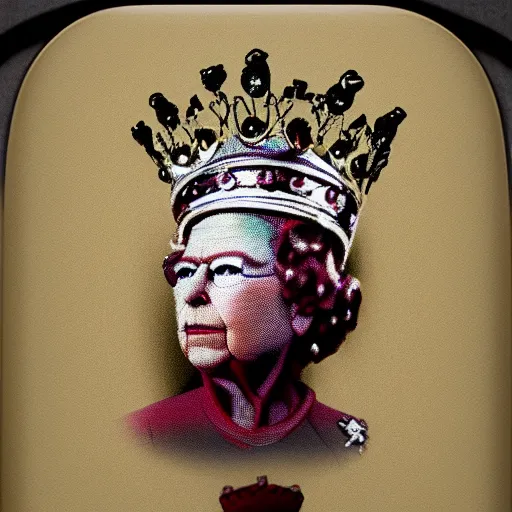 Prompt: The queen of england player by Walter White, portrait, 50mm