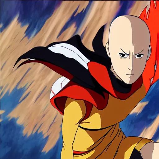 Image similar to portrait of saitama in the style of avatar the last airbender