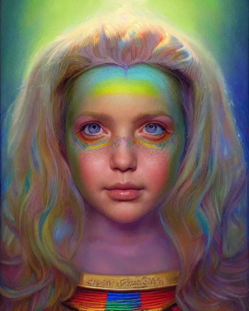 Image similar to human rainbow brite portrait | highly detailed | very intricate | symmetrical | whimsical and magical | soft cinematic lighting | award - winning | closeup portrait | doll | painted by donato giancola and mandy jurgens and charlie bowater | pastel color palette | featured on artstation