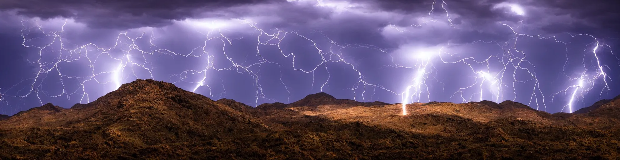 Image similar to solar montain with lightning bolts.