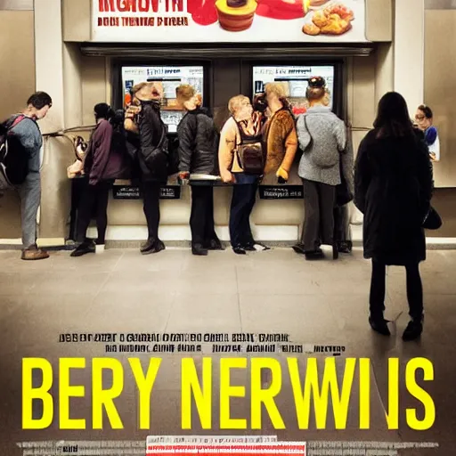 Prompt: people waiting for subway at subway station, movie poster