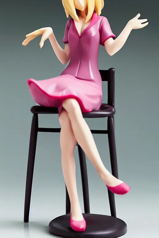Prompt: figurine of chair wearing an elegant summer blouse, personification, embodiment of concept, symbolization, official store photo, commercial photo, featured on amiami, lovecraftian, 8 k, 8 5 mm, beautiful composition, smooth curves