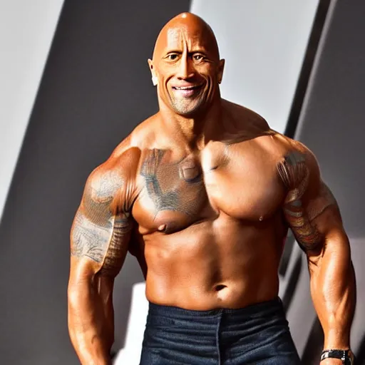 Image similar to Dwayne Johnson with a skinny body