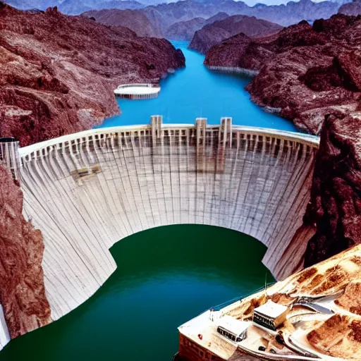 Prompt: photorealistic depiction of the hoover dam with no water during the apocolypse, 4 k,