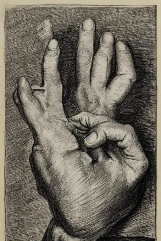 Prompt: how to draw a hand by Hogarth