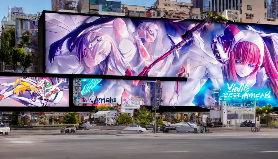 Image similar to billboard advertisement with an extremely beautiful photo of a white marble statue of an anime girl with colorful motocross logos and motorcycle helmet with closed visor, colorful smoke in the background, carved marble statue, fine art, neon genesis evangelion, virgil abloh, offwhite, denoise, highly detailed, 8 k, hyperreal