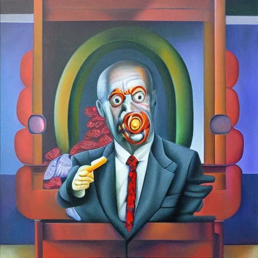 Image similar to mr. mural, surrealism, oil on canvas, high detail