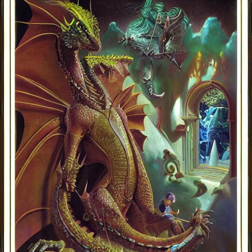 Prompt: the magic dragon, by James C. Christensen