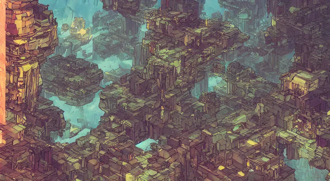 Image similar to open door wood wall fortress airship greeble block amazon jungle on portal unknow world ambiant fornite colorful that looks like it is from borderlands and by feng zhu and loish and laurie greasley, victo ngai, andreas rocha, john harris