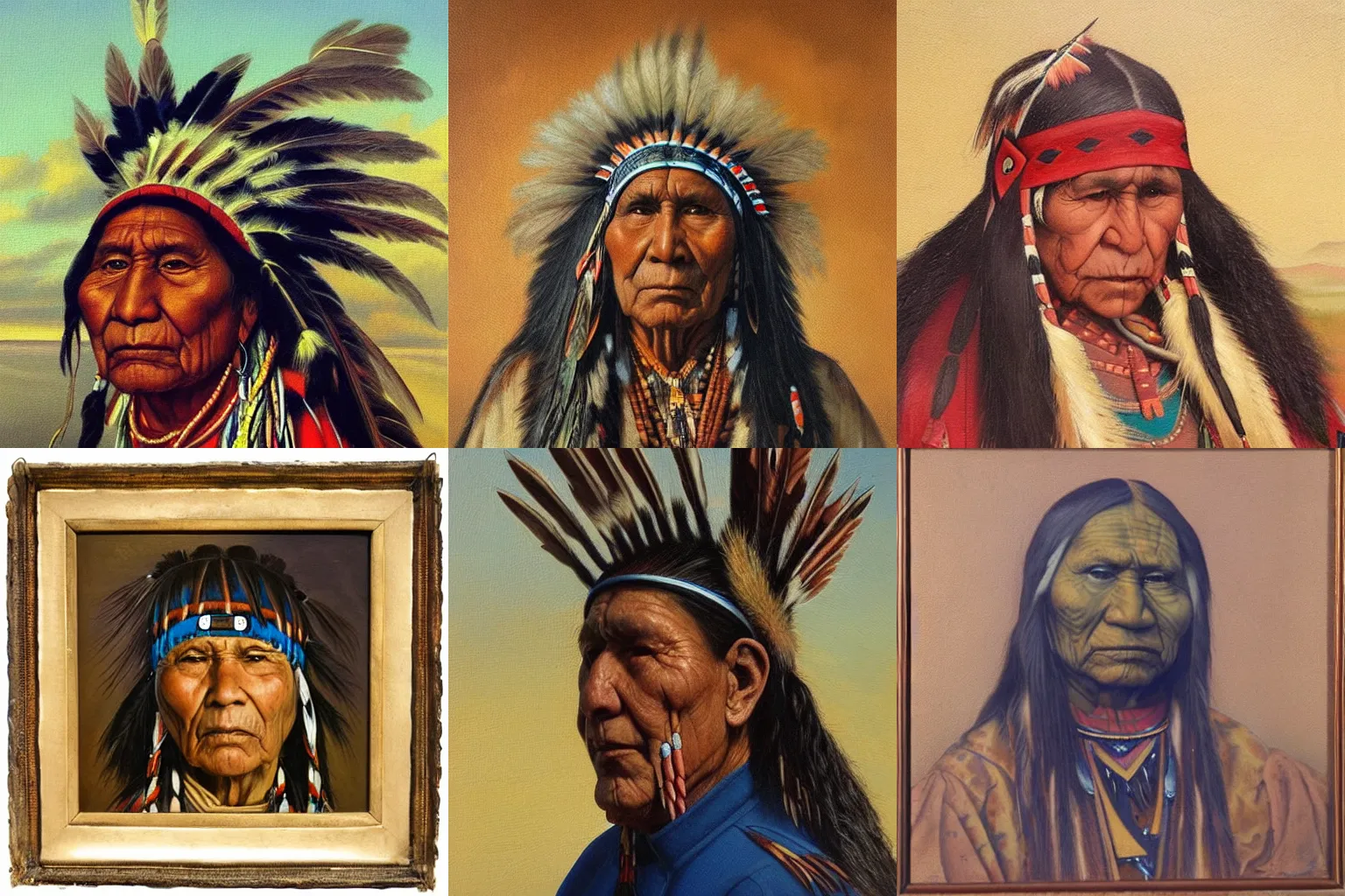Prompt: “Native American Indian” the art of Henri Peter, Detailed, oil painting,