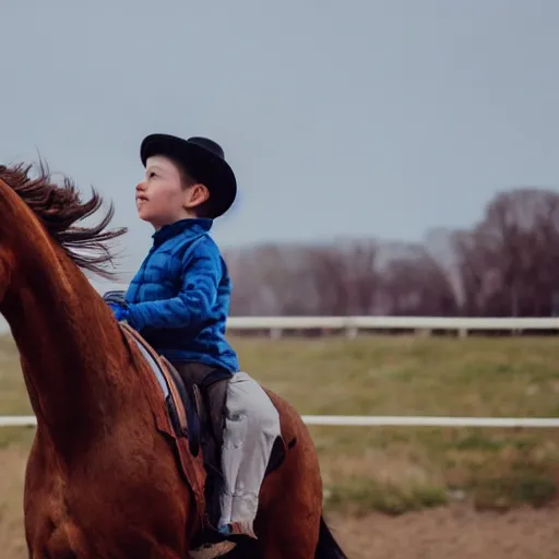 Prompt: boy riding a horse