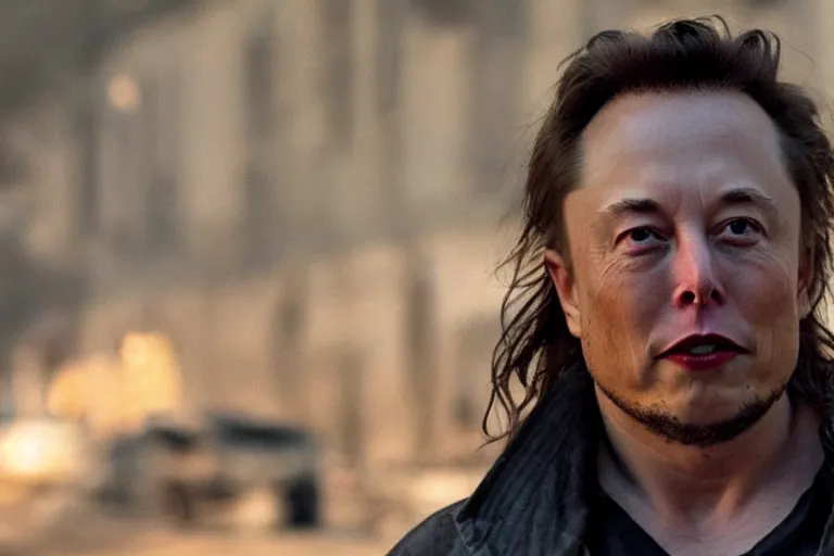 Image similar to a Film still of Elon musk as a homeless person in the new Christopher Nolan movie, 4k