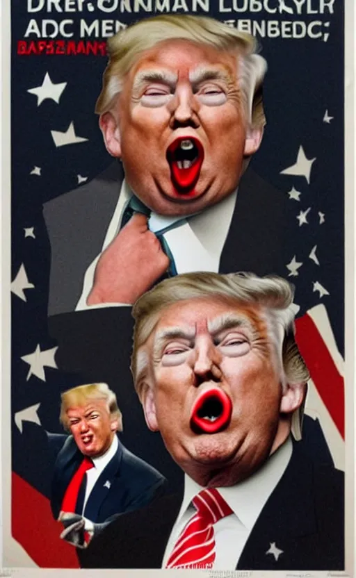 Image similar to poster of donald trump sticking his tongue out like the iconic einstein photo