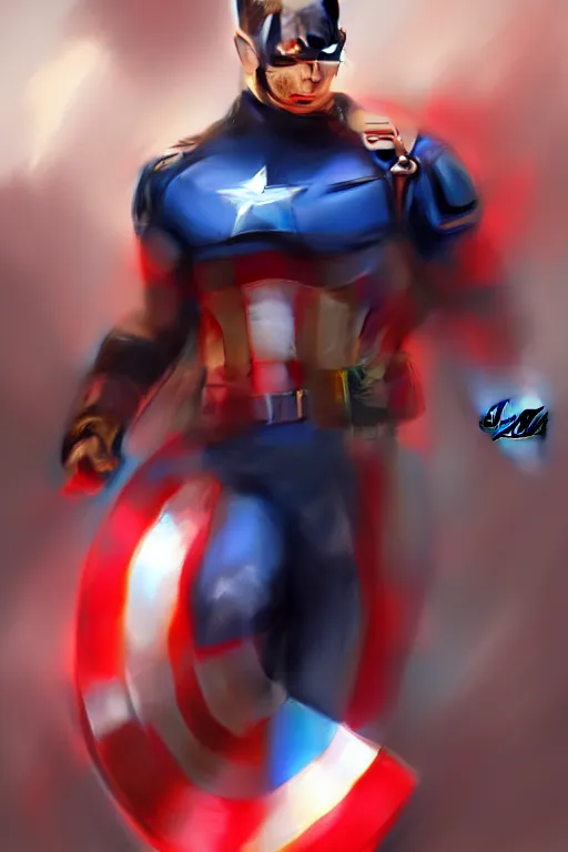 Prompt: Captain America high quality digital painting in the style of Cushart, Krenz