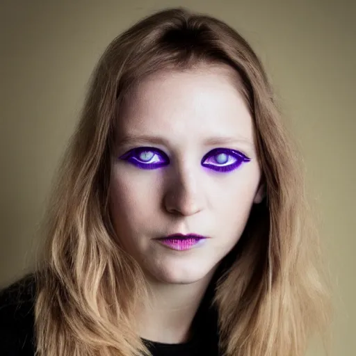 Image similar to photoshoot of emma wattson with purple eyes