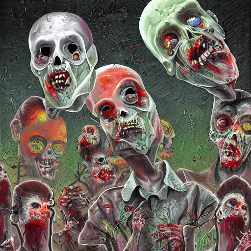 Prompt: professional art painting of zombies a d brains in a commercial surreal, esoteric, digital art, illustration