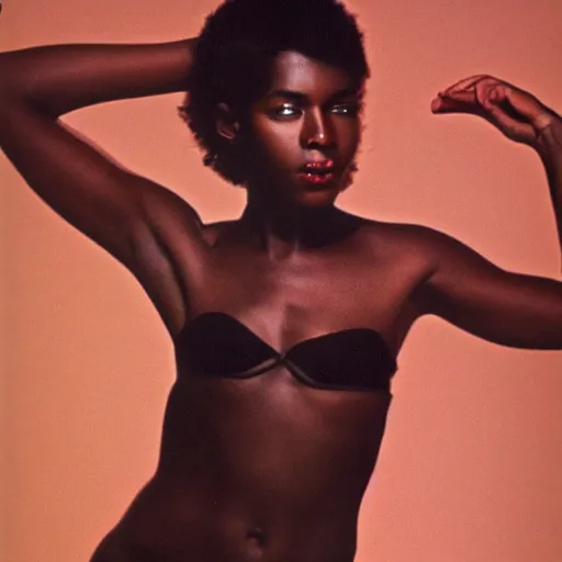 Image similar to photo of a beautiful 1 9 8 7 black young female model