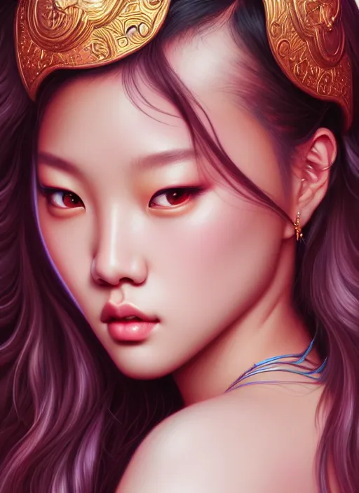 Image similar to jennie of blackpink, goddess of the moon, highly detailed, digital painting, smooth, sharp focus, illustration, ultra realistic, unreal engine, 8 k, art by artgerm and alphonse mucha