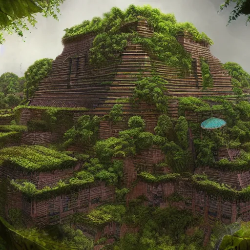 Image similar to Ziggurat in jungles, 8k, detailed, concept art, realistic, trending on artstation