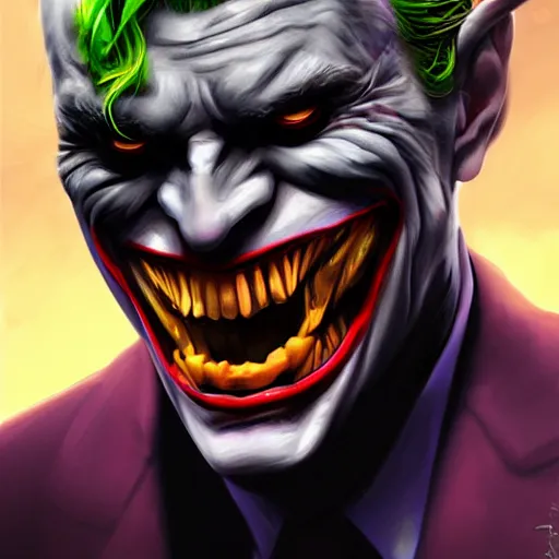 Image similar to the joker wearing the dark knight mask, snarling teeth, digital painting, amazing detail, art station, cgsociety