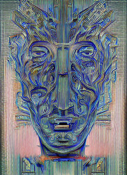 Image similar to god king of ai art, cpu gpu wafer, glitch art, notan, cyberwars by rene lalique, highly detailed, by william - adolphe bouguerea