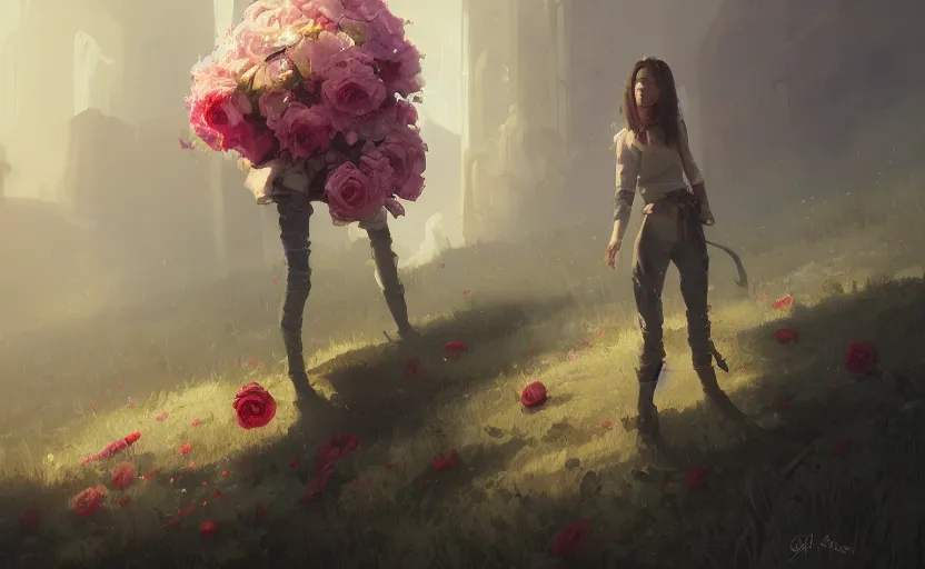 Image similar to a painting of virtualrose trending on artstation in the style of greg rutkowski