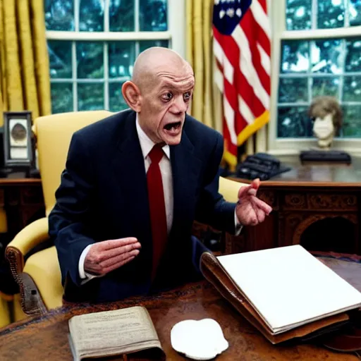 Image similar to president gollum giving a speech in the oval office