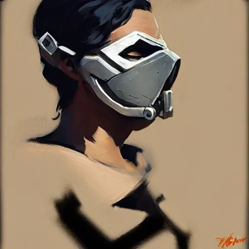 Image similar to greg manchess portrait painting of banksy as overwatch character, medium shot, asymmetrical, profile picture, organic painting, sunny day, matte painting, bold shapes, hard edges, street art, trending on artstation, by huang guangjian, gil elvgren, ruan jia, randy vargas, greg rutkowski