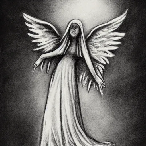 Image similar to gothic angel charcoal sketch by master artist