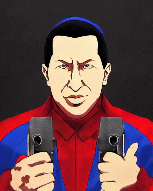 Prompt: Hugo Chavez portrait in Persona 5, Persona 5 style, anime