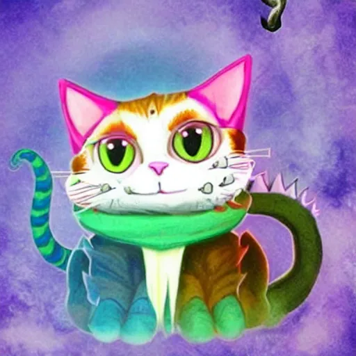 Image similar to mixture of dragon and cat, cute, fun, scary