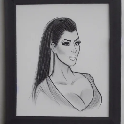 Image similar to milt kahl pencil sketch of kim kardashian