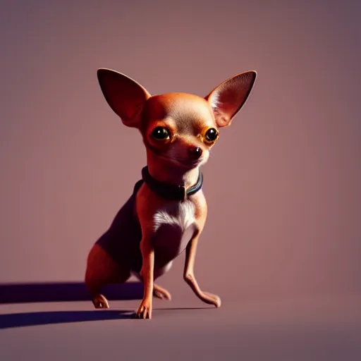 Image similar to a chihuahua with a third eye living in an extradimensional reality, in the style of wlop, illustration, epic, fantasy, hyper detailed, smooth, unreal engine, sharp focus, ray tracing, physically based rendering, renderman, beautiful