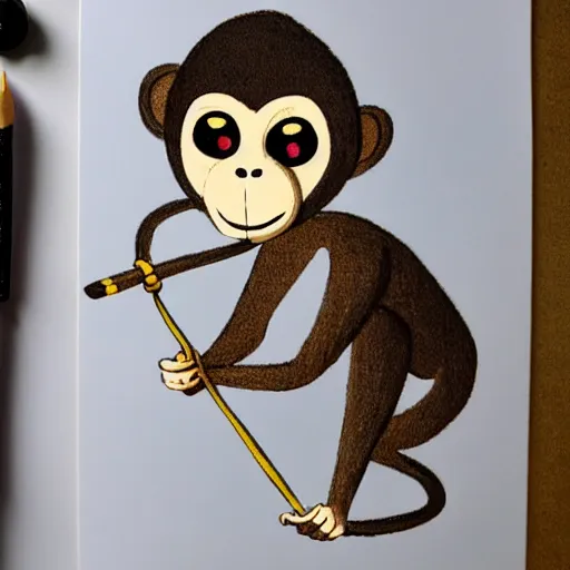Image similar to monkey throwing dart at balloon realistic art style