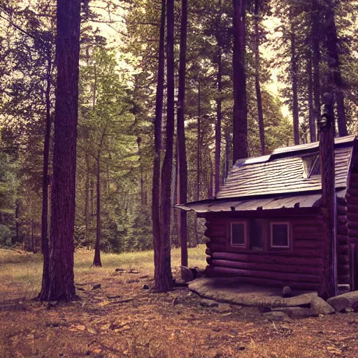 Prompt: A cabin in the woods, dslr, photography