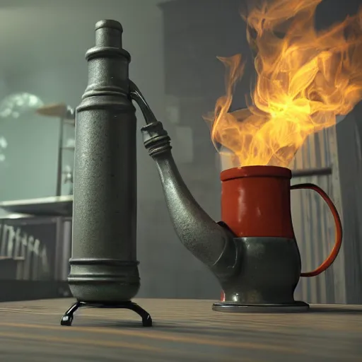 Prompt: bong, water pipe, fire, smoke, octane render, 8 k, ultra hd, unreal engine 5, ray tracing