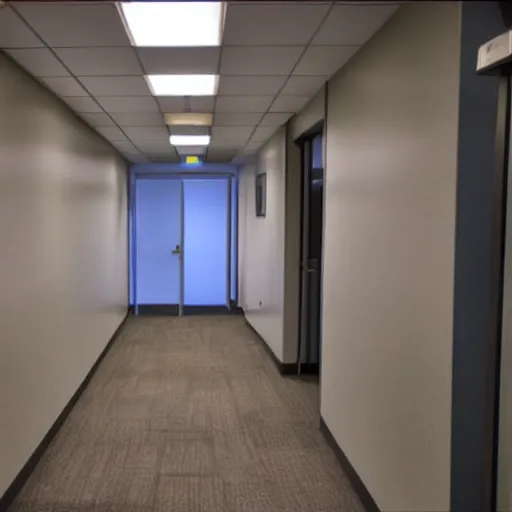 Image similar to an empty office hallway, dim, craigslist photo