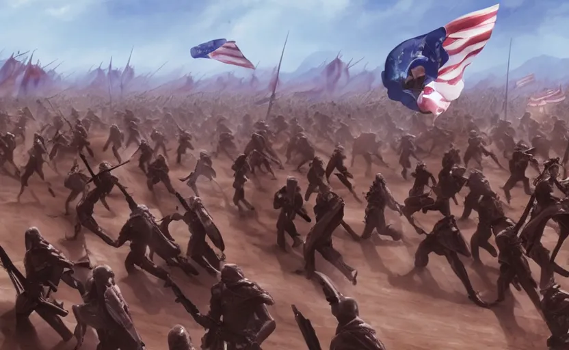 Image similar to liberty leading the people, battle of geonosis