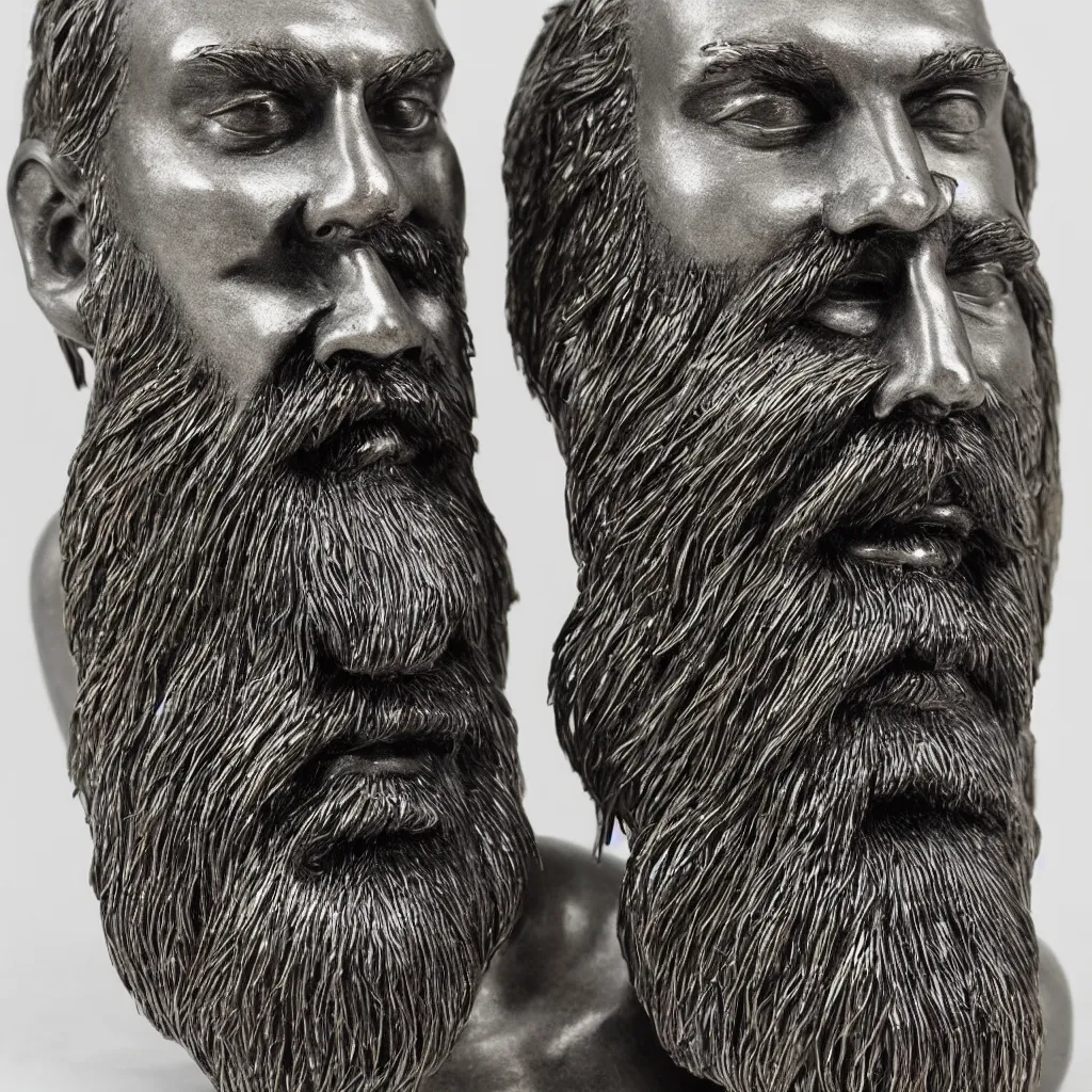 Image similar to matt wilson metal sculpture of a bearded man