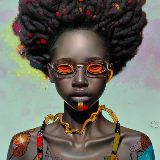 Image similar to teenage girl citizen portrait soft light painted by james jean and katsuhiro otomo and erik jones, inspired by zimbabwean afropunk anime, smooth face feature, intricate oil painting, high detail illustration, sharp high detail, manga and anime 1 9 9 9