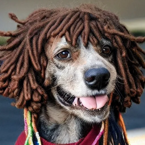 Image similar to dog with dreadlocks