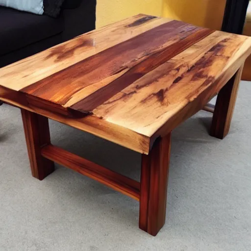 Prompt: an interesting woodwork handcrafted table concept