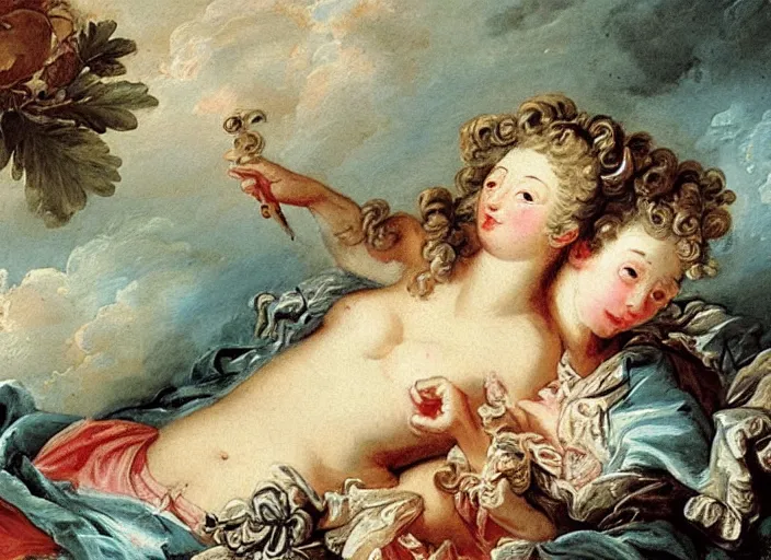 Image similar to rococo painting François Boucher high detail fancy cake