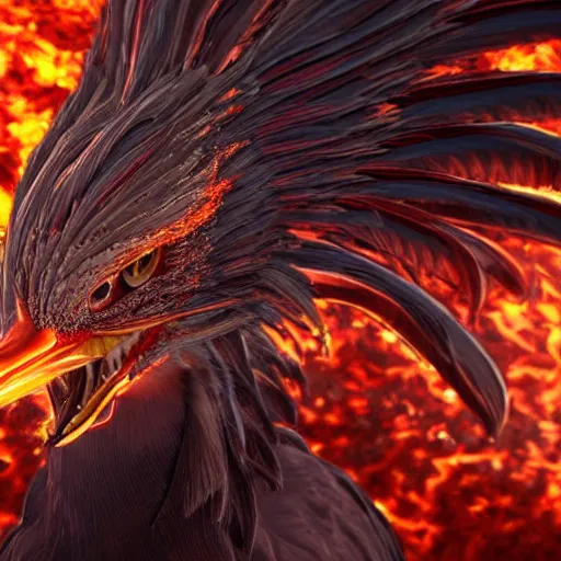 Prompt: hyperdetailed image of a detailed flaming phoenix full image feirce head and wings spread 8 k extremely detailed hd hyperrealism unreal engine daz 3 d